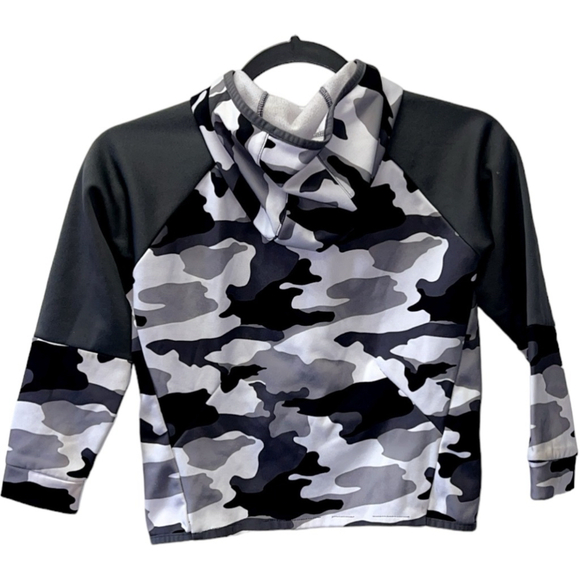 Boys Tek Gear Gray/Black Camo Pullover Hoodie Sweatshirt S (6/7) - Picture 2 of 3